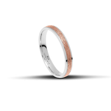 Βέρες Γάμου σετ λευκόχρυσες με σαγρέ ροζ χρυσό κέντρο - themelidisjewels